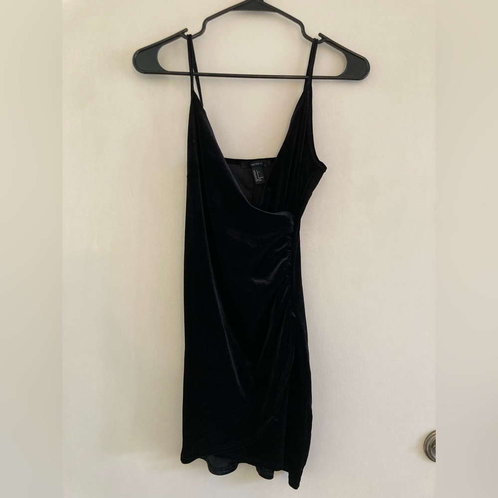 Black velvet mini dress